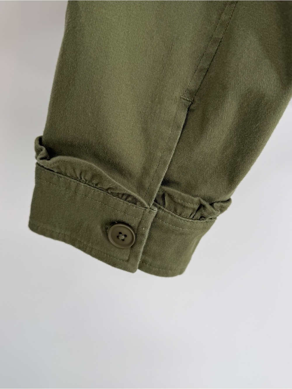Torrid Olive green Twill Ruffle Utility Jacket Size 2X Military Moto Women - Picture 9 of 11